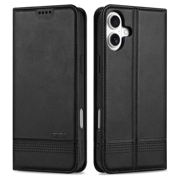 AZNS iPhone 16 Plånboksfodral Konstläder - Svart