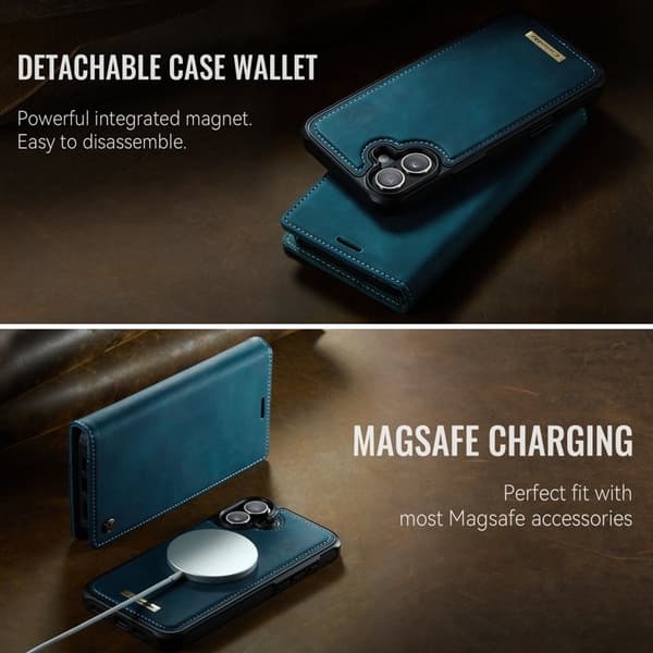 CASEME C49 Mobilskal till iPhone 16 MagSafe RFID Blocker Läder Grön