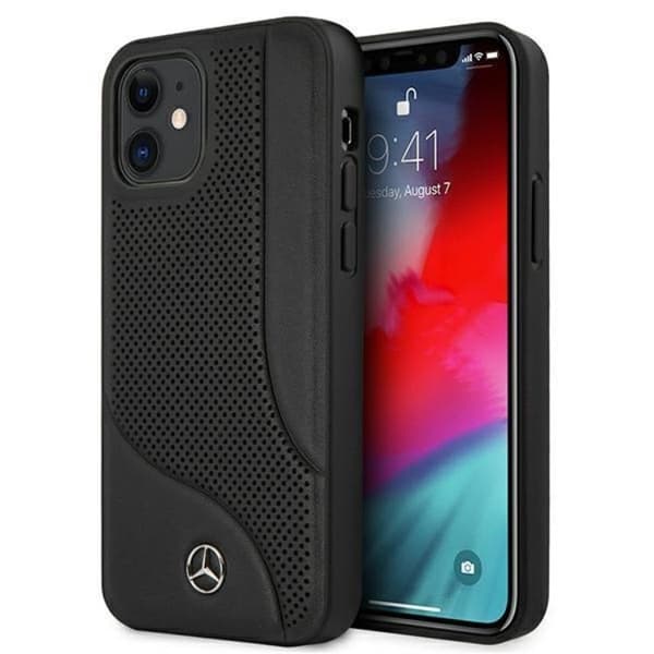 Mercedes iPhone 12 Mini -nahkakotelo - Musta Black