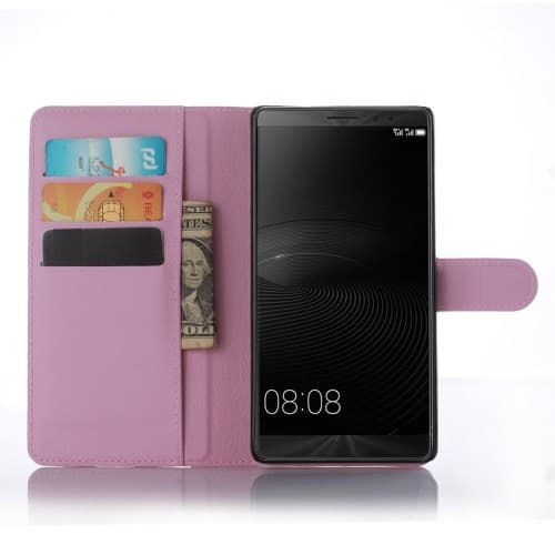 Litchi Pungeetui til Huawei Mate 8 - Rosa Pink