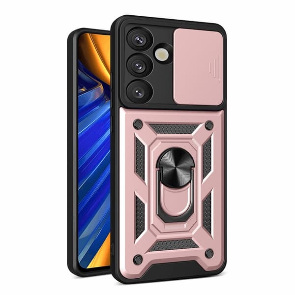 Telefontaske til Galaxy S25 Hybrid Armor Camshield - Lyserød Rosa