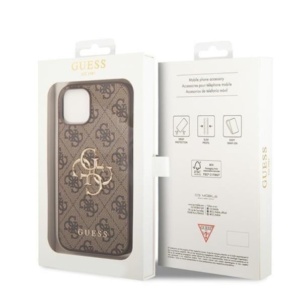 Guess iPhone 15 Mobilskal Big Metall Logo - Brun