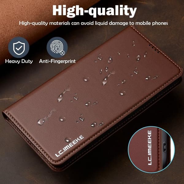 LC.IMEEKE L1 Series Samsung Galaxy A35 Plånboksfodral Konstläder - Brun