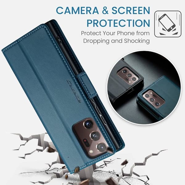 CASEME Plånboksfodral Konstläder för Samsung Galaxy Note20 Ultra - Blå