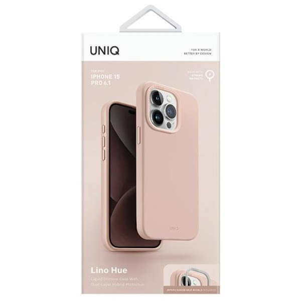 UNIQ iPhone 15 Pro Mobilskal Magsafe Lino Hue - Rosa