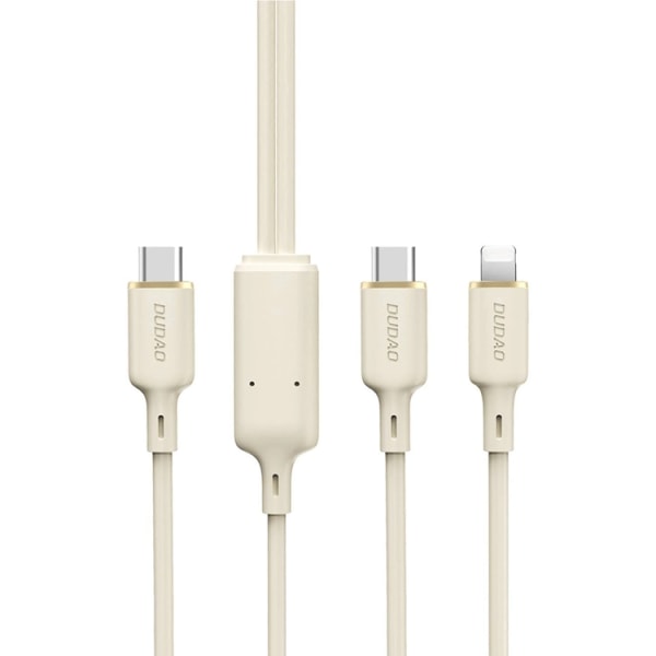 Dudao 2in1 USB-C-USB-C/Lightning-kaapeli 1,2 m - beige