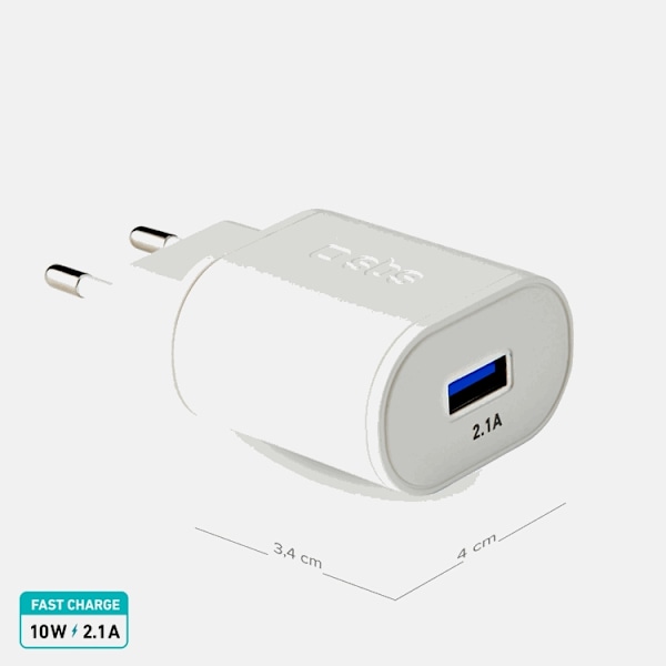 SBS Väggladdare 10W USB-A - Vit