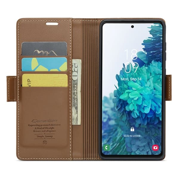 CASEME Plånboksfodral Konstläder för Samsung Galaxy S20 FE - Brun