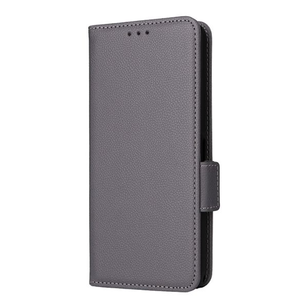 Sony Xperia 1 VII Plånboksfodral Litchi Texture Med Rem - Grå Grå