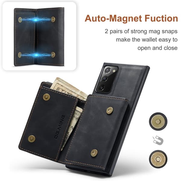 DG.MING Kickstand Plånboksfodral till Samsung Galaxy Note 20 - Svart
