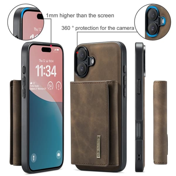 DG.MING M1 Series Mobilskal till iPhone 16 Plus Kickstand Brun