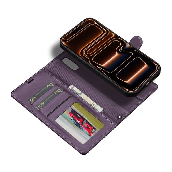 LC.IMEEKE L2 Series iPhone 17 Pro Plånboksfodral Konstläder - Lila