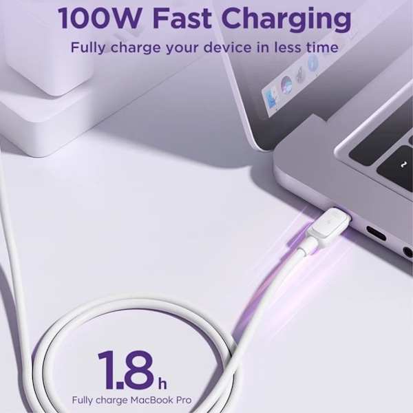 SiGN USB-C till USB-C Kabel 2m 100W - Vit