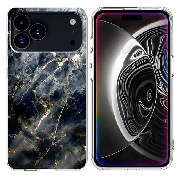 Mobilskal till iPhone 17 Pro Max Marble Pattern Printing Soft Svart