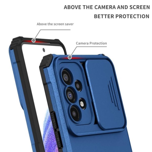 Galaxy A12 4G Cover Kickstand Kamera beskyttelsesglas - blå