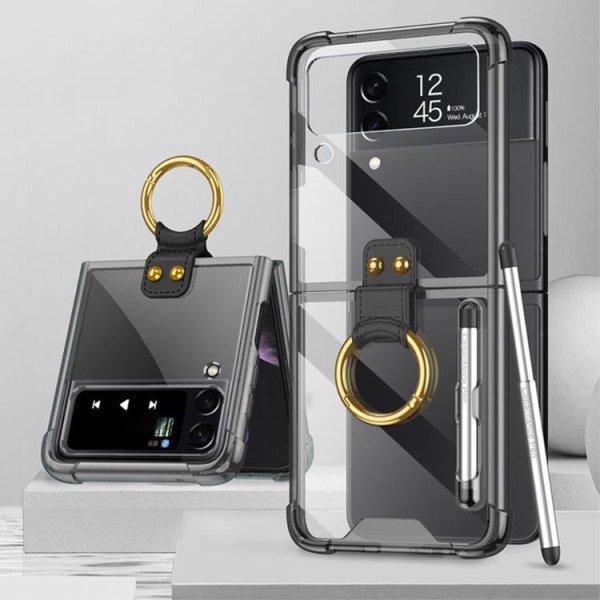 GKK Galaxy Z Flip 4 Case Ringholder med Stylus Pen - Sort