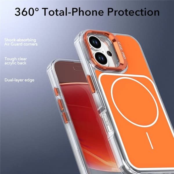Mobilskal till iPhone 16 Plus MagSafe Lens Kickstand med Handrem - Orange Orange