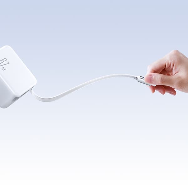Joyroom hurtigoplader USB-C 67W med udtrækkeligt USB-C-kabel hvid Vit