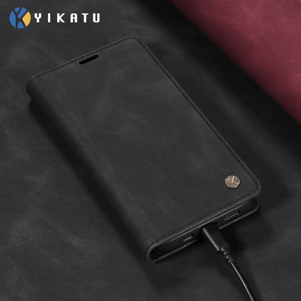 YIKATU OnePlus 15 5G Konstläder Plånboksfodral Skin-Touch Svart