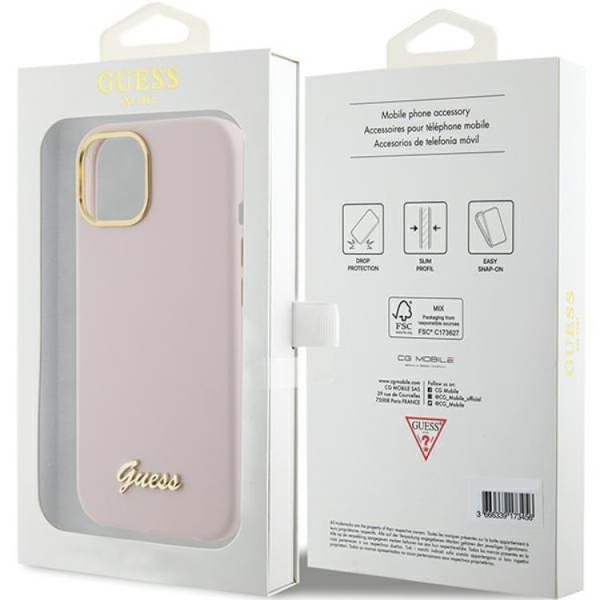 Guess iPhone 15 Pro Max Mobilskal Silikon Script Metal Logo