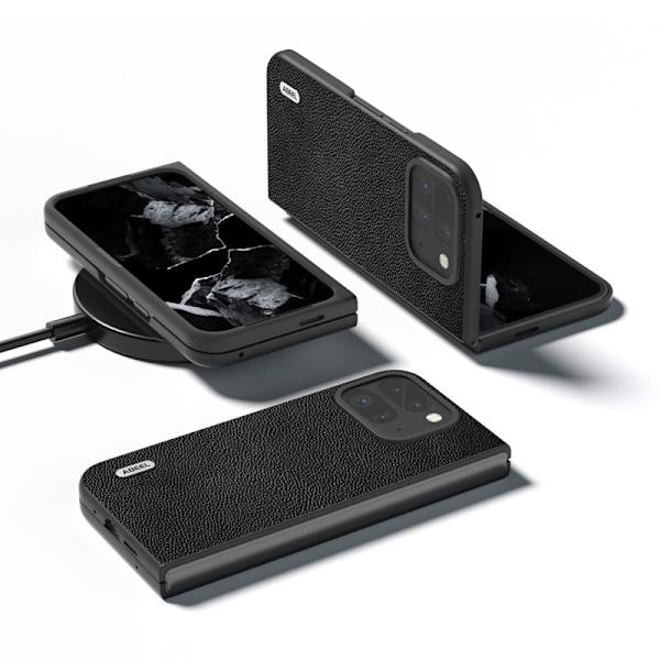 ABEEL Google Pixel 9 Pro Plånboksfodral Äkta Läder Svart