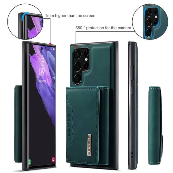 DG.MING Konstläder Plånboksfodral för Samsung Galaxy S23 Ultra - Grön
