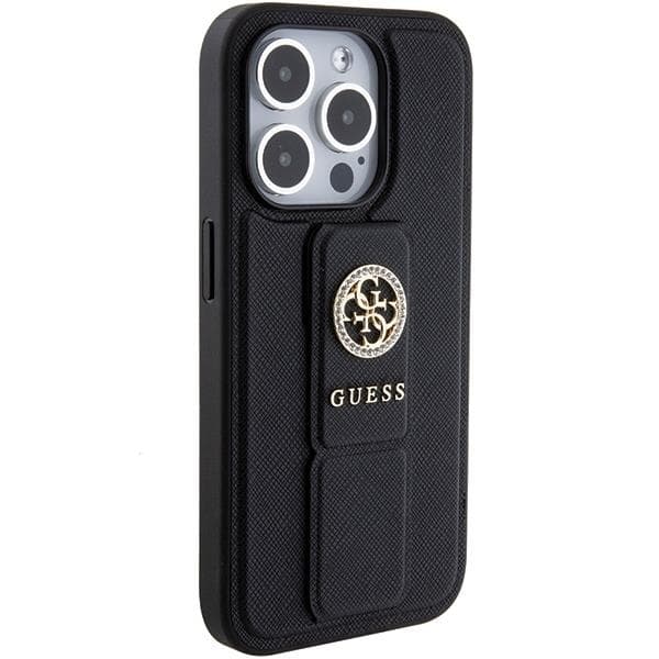 Guess Mobilskal till iPhone 15 Pro Max Grip Stand Saffiano Strass Black
