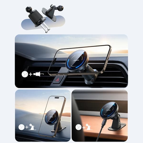 Joyroom Magsafe Bilholder Dashboard Trådløs Oplader Svart