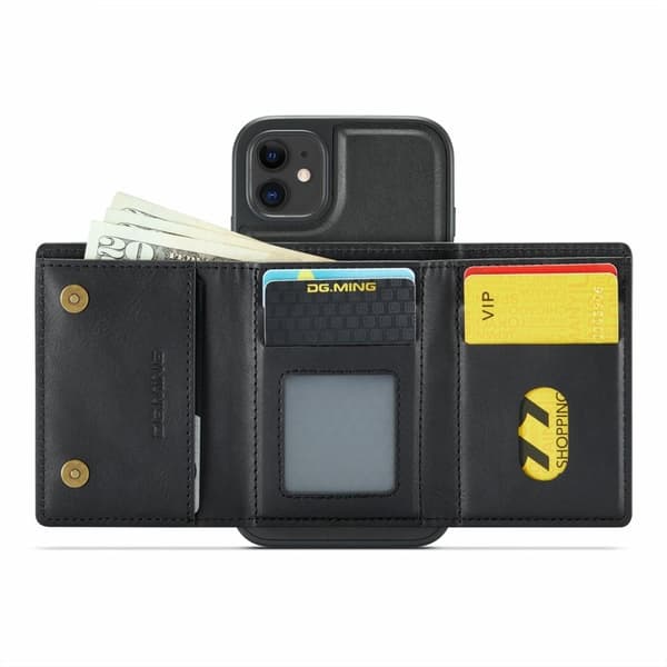 DG.MING M6 Series Mobilskal till iPhone 11 Magnetiskt Plånboksfodral Svart