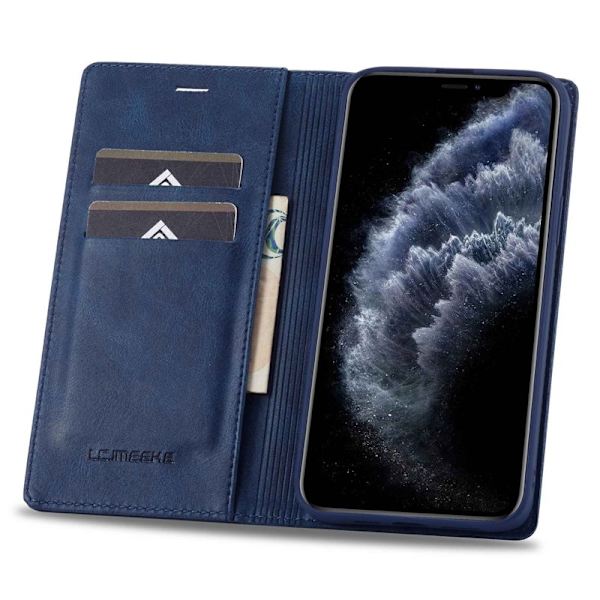 LC.IMEEKE iPhone 11 Pro Plånboksfodral Konstläder - Blå
