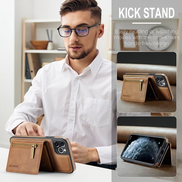DG.MING M5 Series iPhone 11 Pro Max Plånboksfodral Konstläder Brun