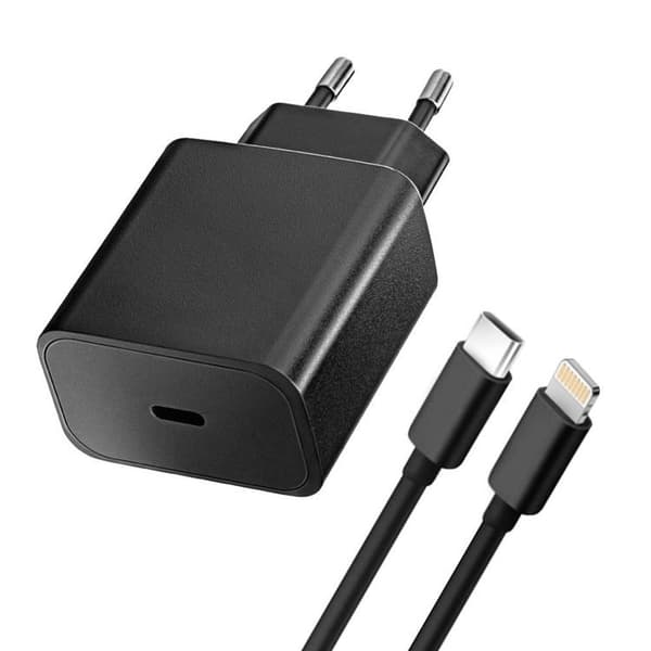 Blue Star Väggladdare Type-C Med Lightning Kabel - Svart Black