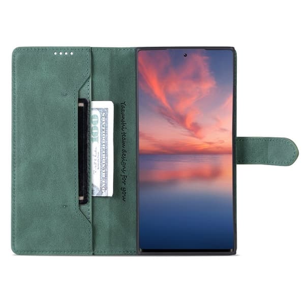 AZNS Samsung Galaxy S23 Ultra Plånboksfodral Konstläder - Grön