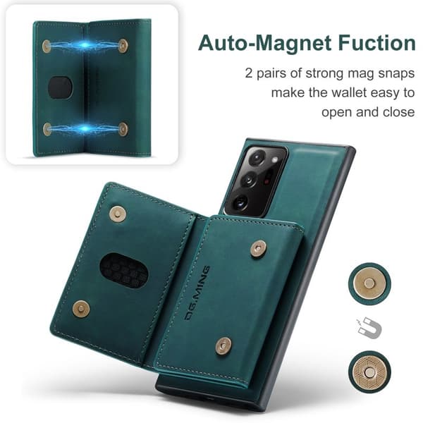 DG.MING Magnetiskt Tri-fold Plånboksfodral Samsung Galaxy Note20 Ultra Grön
