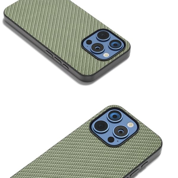 ABEEL Mobilskal till iPhone 16 Pro Kolfiber Textur PU+PC+TPU Grön