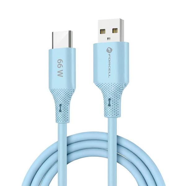 FORCELL USB-A till USB-C 66W Kabel 3A 1m QC4.0 Silikon C342 - Blå