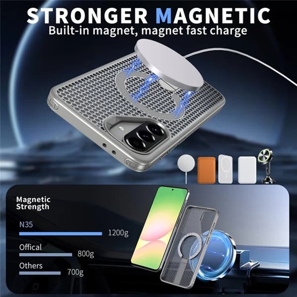 Mobilskal till Galaxy A56 5G Magsafe Grid Texture Grå