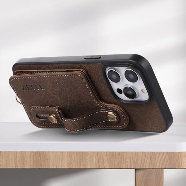 ABEEL Style 03 Mobilskal till iPhone 15 Plus PU Läder Khaki