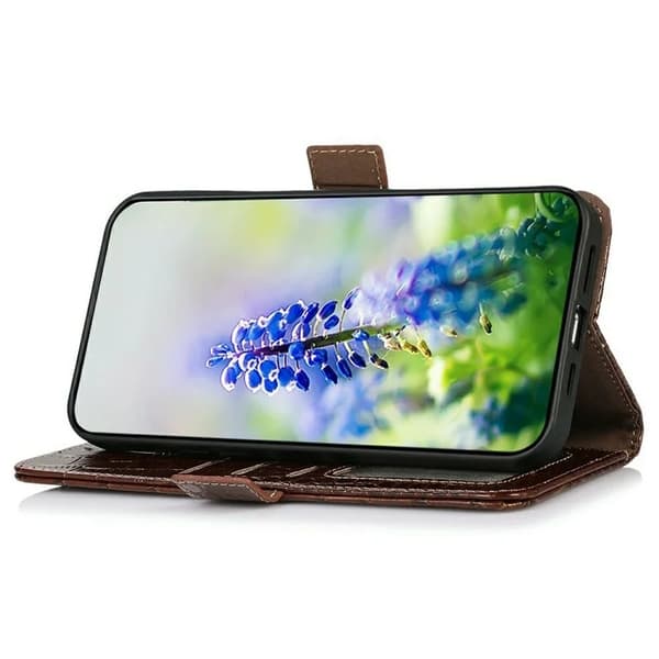 Sony Xperia 1 VII Äkta Läder Plånboksfodral Crocodile Texture - Brun