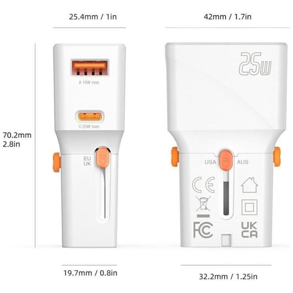4smarts Reseladdare 25W 1x USB-C 1xUSB-A Nomad Pocket - Vit Vit