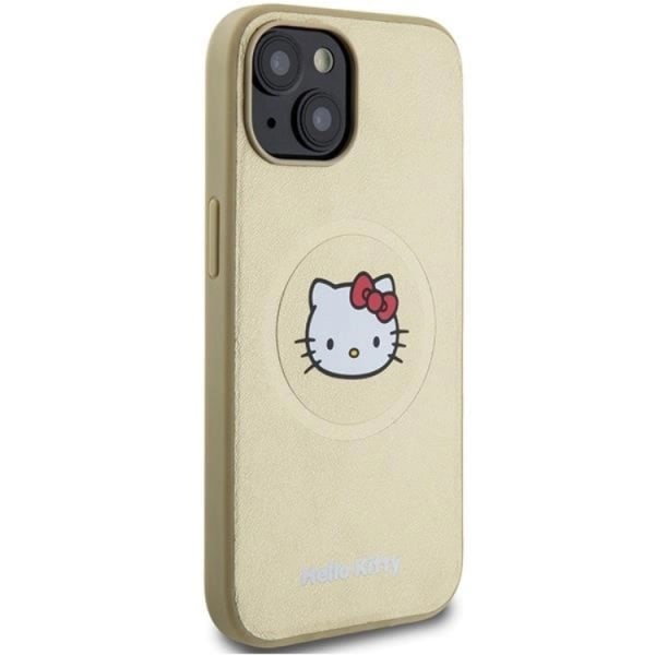 Hello Kitty iPhone 14 mobiltaske Magsafe Læder Kitty Head - Guld