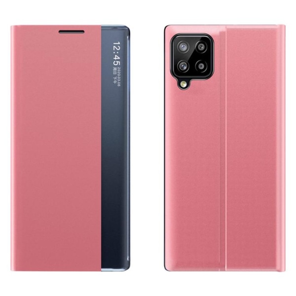 Galaxy A22 4G Mobile Case Sleep Smart Window - vaaleanpunainen