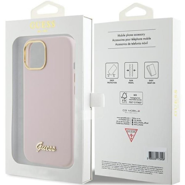 Guess iPhone 15 Pro Max -puhelinkuori Silikoni Script Metal Logo