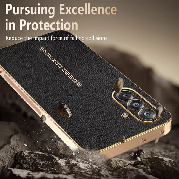 Mobilskal till Galaxy A17 Litchi Texture Anti Scratch Svart