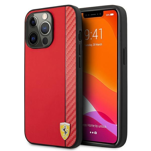 Ferrari Cover iPhone 13 Pro Max on Track Carbon Stripe - punainen Red