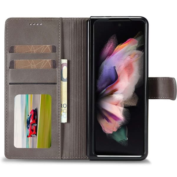 LC.IMEEKE för Samsung Galaxy Z Fold4 5G Plånboksfodral Konstläder - Grå