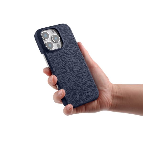 MELKCO Mobilskal till iPhone 16 Pro Max Äkta Läder PC Blå