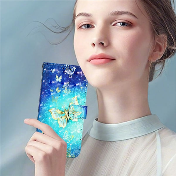 iPhone 16 Pro Max Plånboksfodral Printing Pattern Med Rem Blå