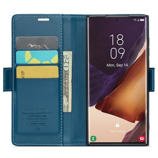 CASEME Plånboksfodral Konstläder för Samsung Galaxy Note20 Ultra - Blå