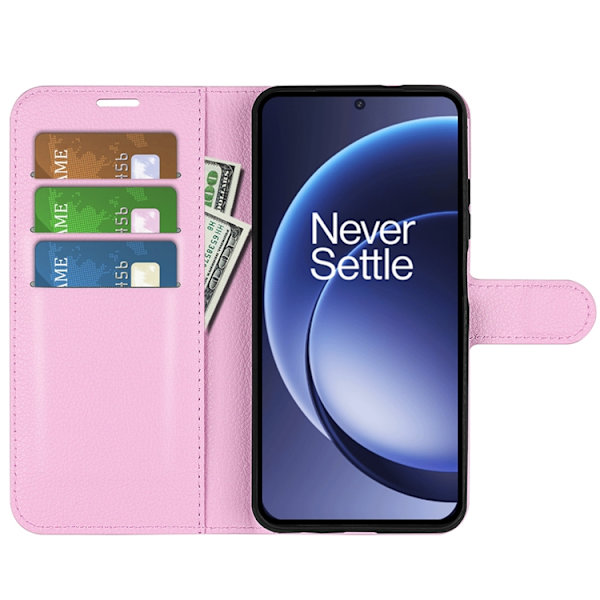 OnePlus 15 5G Plånboksfodral Litchi Shockproof Konstläder Rosa